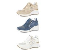 inblu Sneaker Donna in Ecopelle con Traforo Laterale E Brillatini, Zeppa e lacci
