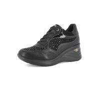inblu Sneakers Donna con Lacci e Brillantini Colorati, Tacco 6cm, Scarpe da Ginnastica, Nero, 39 EU