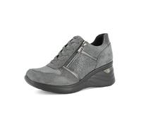 inblu Sneakers Donna con Lacci e Cerniera, Inserto Brillantinato e Tacco 6cm, Scarpe da Ginnastica, Grigio, 38 EU