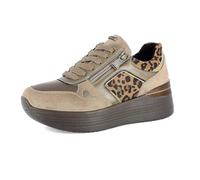 inblu Sneakers Donna con Stampa Animalier Laterale e sul Retro, Ecopelle, Plantare Imbottito, Suola Sintetica, Scarpe da Ginnastica, Naturale, 36 EU