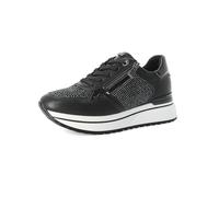 inblu Sneakers Donna con Strass, Lacci e Cerniera Laterale, Scarpe da Ginnastica, Nero, 39 EU