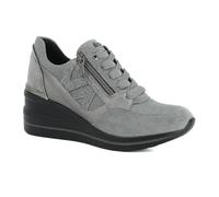 inblu Sneakers Donna con Tacco Rialzato, Scarpe da Ginnastica con Lacci e Cerniera, Grigio, 36 EU