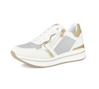 inblu Sneakers Donna in Ecopelle con Dettagli Metallizzati, Scarpe da Ginnastica con Lacci e Cerniera, dal 35 al 41, Bianco, 37 EU