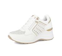inblu Sneakers Donna in Ecopelle con Traforo Laterale e Brillatini, Scarpe da Ginnastica con Lacci e Tacco, dal 35 al 41, Bianco, 38 EU