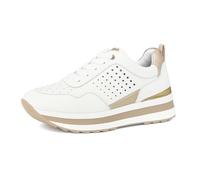 inblu Sneakers Donna in Ecopelle con Traforo Laterale e Dettagli Dorati, Scarpe da Ginnastica con Lacci, dal 35 al 41, Bianco, 37 EU