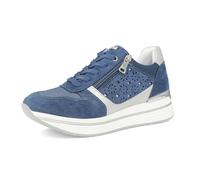 inblu Sneakers Donna Monocolore in Ecopelle con Traforo a Fiori, Scarpe da Ginnastica con Lacci e Cerniera, dal 35 al 41, Blu, 40 EU