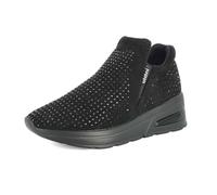 inblu Sneakers Donna Slip On con Brillantini, Tomaia in Ecopelle, Plantare Imbottito, Suola Sintetica, Scarpe da Ginnastica, Nero, 40 EU