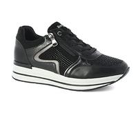 Inblu | Sneakers Donna Sportive in Ecopelle con Cerniera Laterale, Dettagli Metallizzati e Brillantini, Colore Nero, 37