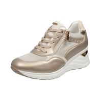 inblu Scarpe da Ginnastica Donna Colorate e Strass Laterali con Leggero Tacco, Chiusura con Lacci e Cerniera, Platino, 37 EU