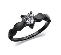 INBLUE Anelli di Promessa Personalizzati per Coppie Anello con Testo Inciso con Pietra Preziosa Cuore Acciaio Inox Anelli di Coppia Abbinati per Lui e Lei su Matrimonio Fidanzamento - Donna Stile B1