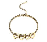 INBLUE Bracciale Cavigliera Personalizzato 4 Oro Cuore Personalizzato Incisione Nome per Donna Ragazza Migliore Amica Catena Regolabile in Acciaio Inox Regalo Damigella d'Onore