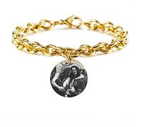 INBLUE Bracciale con Foto Personalizzata Gioielli in Acciaio Inossidabile Link Immagine Personalizzata Data Nome per Donne Uomini Coppie Ragazze Fidanzate Famiglia Regali per l'anniversario