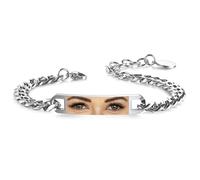 INBLUE Bracciale personalizzato con Foto Uomini Bracciali in Acciaio Inossidabile personalizzati Uomini Incisi Foto dell'occhio dell'amante Testo Regali Ideali per Marito Fidanzato o Anniversary - B1