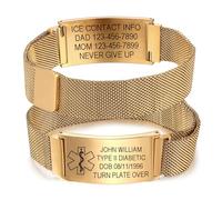 INBLUE Braccialetti di Allerta Medica Personalizzati per Uomo Donna Braccialetti di Identificazione Medica con Testo Polsino Regolabile Nylon e Acciaio Inossidabile per Anziani Epilessia Diabete - B3