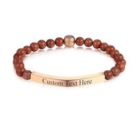 INBLUE Bracciali di Perle Personalizzati per Donne con Nome Inciso Pietra Naturale Elasticizzato Bracciale Ispirante Gioiello Personalizzato Regalo per Mamma Moglie Amiche - Stile 08