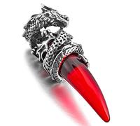 INBLUE Ciondolo con Dente di Lupo di Drago per Uomo Ragazzi Donna Collane Fredde in Acciaio Inossidabile Simula Gemme di Cristallo Regali per Fidanzato Gioielli con Catena da 23 Pollici