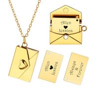 INBLUE Collana con Medaglione Personalizzato per Donna Ciondolo con Messaggio Segreto Lettera d'Amore Collana con Busta Personalizzata con Foto Gioielli per Coppie Regali per Mamma Moglie Amica - E2