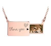 INBLUE Collana con Medaglione Personalizzato per Donna Ciondolo con Messaggio Segreto Lettera d'Amore Collana con Busta Personalizzata con Foto Gioielli per Coppie Regali per Mamma Moglie Amica - A3
