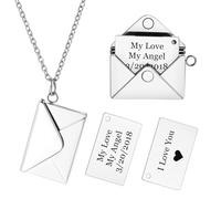 INBLUE Collana con Medaglione Personalizzato per Donna Ciondolo con Messaggio Segreto Lettera d'Amore Collana con Busta Personalizzata con Foto Gioielli per Coppie Regali per Mamma Moglie Amica - C1