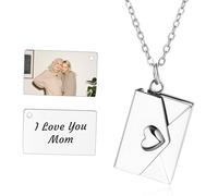 INBLUE Collana con Medaglione Personalizzato per Donna Ciondolo con Messaggio Segreto Lettera d'Amore Collana con Busta Personalizzata con Foto Gioielli per Coppie Regali per Mamma Moglie Amica - D1