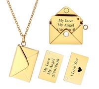 INBLUE Collana con Medaglione Personalizzato per Donna Ciondolo con Messaggio Segreto Lettera d'Amore Collana con Busta Personalizzata con Foto Gioielli per Coppie Regali per Mamma Moglie Amica - C2