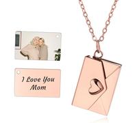 INBLUE Collana con Medaglione Personalizzato per Donna Ciondolo con Messaggio Segreto Lettera d'Amore Collana con Busta Personalizzata con Foto Gioielli per Coppie Regali per Mamma Moglie Amica - D3