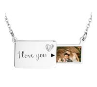 INBLUE Collana con Medaglione Personalizzato per Donna Ciondolo con Messaggio Segreto Lettera d'Amore Collana con Busta Personalizzata con Foto Gioielli per Coppie Regali per Mamma Moglie Amica - A1
