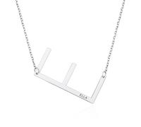 INBLUE Collane Iniziali Laterali Personalizzate per Donne Fidanzata Nome Inciso Personalizzato Acciaio Inox Grandi Lettere Ciondolo Collana Moda Gioielli Regalo per Compleanno Anniversario (1-J)