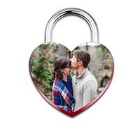 INBLUE Lucchetto a Forma di Cuore Personalizzato Incisione Immagine Foto Nome Data per coppia Fidanzato Fidanzata Love Bridge Lucchetto in Lega con Chiave Relazione Amante Regalo(Colore Rosso)