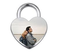 INBLUE Lucchetto a Forma di Cuore Personalizzato Incisione Immagine Foto Nome Data per coppia Fidanzato Fidanzata Love Bridge Lucchetto in Lega con Chiave Relazione Amante Regalo(Colore Argento)