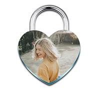 INBLUE Lucchetto a Forma di Cuore Personalizzato Incisione Immagine Foto Nome Data per coppia Fidanzato Fidanzata Love Bridge Lucchetto in Lega con Chiave Relazione Amante Regalo(Colore Blu)