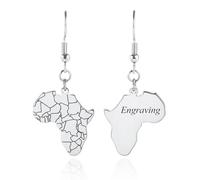 INBLUE Orecchini con Mappa Africana Personalizzati per Donna Grandi Orecchini a Cerchio in Oro con Nome Personalizzato Acciaio Inossidabile Regali di Gioielli Africani per Moglie Fidanzata - B1