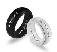 INBLUE Personalizzati Anelli in Silicone per Coppie Lui e Lei Anelli Nuziali Personalizzati Inciso Testo/Simbolo Fascia Nuziale Promessa Anelli Regalo per Marito Moglie (Anelli Set, Stile A)
