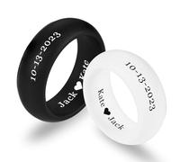 INBLUE Personalizzati Anelli in Silicone per Coppie Lui e Lei Anelli Nuziali Personalizzati Inciso Testo/Simbolo Fascia Nuziale Promessa Anelli Regalo per Marito Moglie (Anelli Set, Stile B - 8mm)