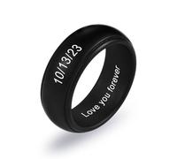 INBLUE Personalizzati Anelli in Silicone per Coppie Lui e Lei Anelli Nuziali Personalizzati Inciso Testo/Simbolo Fascia Nuziale Promessa Anelli Regalo per Marito Moglie (Stile A)