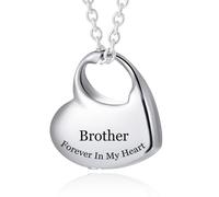 INBLUE Personalizzato Cuore Urna Collane per Ceneri per Donne Forever In My Heart for Dad Testo Inciso Acciaio Inox Ricordo Ciondolo Gioielli per Ceneri di Persone Amate - Brother
