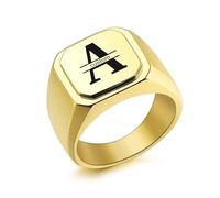 INBLUE Personalizzato Inciso Nome/Iniziale Monogramma Anello Sigillo per Uomo con Taglia Opzionale 14-32 Anelli Lettera in Acciaio Inossidabile Moda Anello Gioielli per Anniversario Matrimonio - C2