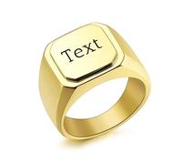 INBLUE Personalizzato Inciso Nome/Iniziale Monogramma Anello Sigillo per Uomo con Taglia Opzionale 14-32 Anelli Lettera in Acciaio Inossidabile Moda Anello Gioielli per Anniversario Matrimonio - C4