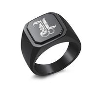 INBLUE Personalizzato Inciso Nome/Iniziale Monogramma Anello Sigillo per Uomo con Taglia Opzionale 14-32 Anelli Lettera in Acciaio Inossidabile Moda Anello Gioielli per Anniversario Matrimonio - B1