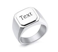 INBLUE Personalizzato Inciso Nome/Iniziale Monogramma Anello Sigillo per Uomo con Taglia Opzionale 14-32 Anelli Lettera in Acciaio Inossidabile Moda Anello Gioielli per Anniversario Matrimonio - A4