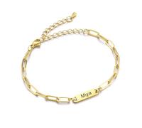 INBLUE Personalizzato Multiplo Nomi Graffetta Catena Bracciale per Donne Personalizzato Incisione Nome Data Iniziale Acciaio Inossidabile Bracciale Link Gioielli Regalo per Coppie Amicizia - B1