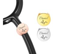 INBLUE Personalizzato Stetoscopio Charms per Infermiere in Acciaio Inox Inciso Nome ID Tag con Simbolo Stetoscopio Accessori Regalo per Medico - Stile F