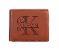 INBLUE Portafogli da Uomo Personalizzati con Iniziali Incise e Nome Portafoglio Bifold Portafoglio in Pelle da Uomo Regali Personalizzati per Papà Fidanzato Marito (A1: Marrone, 1 Lettera)