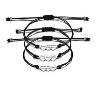INBLUE Set di Braccialetti a Cuore Personalizzati, Nome Personalizzato 2/3/4 Pezzi Set di Braccialetti in Acciaio Inossidabile, Regalo di Amicizia per Sorelle Migliori Amiche Besties Donne