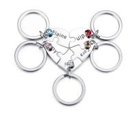 INBLUE Set di Portachiavi in Acciaio Inox Personalizzato 2-5 Nomi Cuore Puzzle Pezzi Portachiavi Nome Personalizzato Regali Portachiavi per Donne