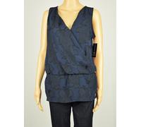INC International Concepts Donna Blu Navy Floreale Cotta Peplo Camicetta TOP S M