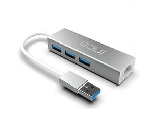 Inca Adattatore IUSB-03T Tipo A > 3 x USB-A, 1 x RJ45, 1000 mbps