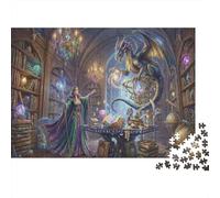 Incantatrice e Drago Puzzle 1000 Pezzi,Antistress,Idea Regalo,Decorazione Casa,Sfida Impossibile,Cartone Di Qualità,Adulti E Ragazzi,dai 14 Anni,Gioco Educativo 38x26cm