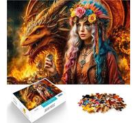 Incantatrice e Drago Puzzle 1000 pezzi per adolescenti Aiuta il cervello ad allenare i giocattoli che creano dipendenza per coltivare la pazienza Regalo di compleanno 38x26cm