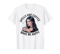 Incantesimi e caffè mi rendono felice strega ragazza gotica Maglietta